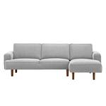 Ecksofa Navona Webstoff Webstoff Saia: Hellgrau - Longchair davorstehend rechts - Braun