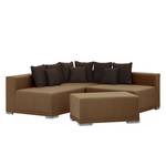 Ecksofa Neo (mit Hocker) Webstoff Braun