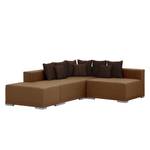 Ecksofa Neo (mit Hocker) Stoff Hellbraun