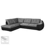 Ecksofa New Rockford II mit Schlaffunktion - Schwarz / Grau - Ottomane davorstehend links