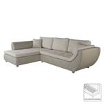 Ecksofa Nikolas beidseitig montierbar - Kunstleder / Webstoff Ottomane - davorstehend rechts - Beige