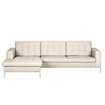 Ecksofa Nistra Webstoff Beige - Longchair davorstehend links