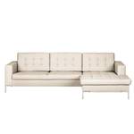 Ecksofa Nistra Webstoff Beige - Longchair davorstehend rechts