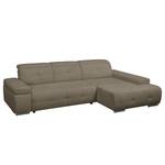 Ecksofa Niverville Webstoff Braun - Longchair davorstehend rechts - Schlaffunktion