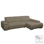 Ecksofa Niverville Webstoff Braun - Longchair davorstehend rechts - Schlaffunktion