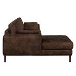 Ecksofa Noona Antiklederlook Braun - Longchair davorstehend links