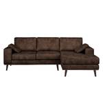 Ecksofa Noona Antiklederlook Braun - Longchair davorstehend rechts