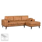 Ecksofa Noona Antiklederlook Cognac - Longchair davorstehend rechts