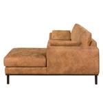 Ecksofa Noona Antiklederlook Cognac - Longchair davorstehend rechts