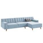 Hoekbank Nordic Chic II geweven stof Stof TUS: 6 sky blue - Longchair vooraanzicht rechts