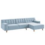 Hoekbank Nordic Chic II geweven stof Stof TUS: 6 sky blue - Longchair vooraanzicht rechts