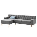 Ecksofa Nordic Chic II Webstoff Stoff TUS: 9 graphite - Longchair davorstehend links