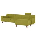 Ecksofa Nordic Chic III Webstoff Pistaziengrün - Longchair davorstehend rechts