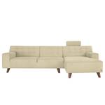 Hoekbank Nordic Chic III geweven stof - Warm beige - Longchair vooraanzicht rechts