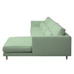 Ecksofa Lacona Strukturstoff Mintgrau - Longchair davorstehend rechts