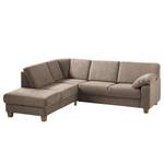 Ecksofa Odemira Strukturstoff - Warmes Beige - Ottomane davorstehend links - Sitztiefenverstellung - Bettkasten