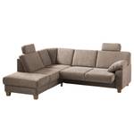 Ecksofa Odemira Strukturstoff - Warmes Beige - Ottomane davorstehend links - Sitztiefenverstellung - Bettkasten