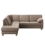 Ecksofa Odemira Strukturstoff - Warmes Beige - Ottomane davorstehend links - Sitztiefenverstellung - Bettkasten