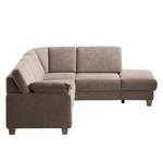 Ecksofa Odemira Strukturstoff - Warmes Beige - Ottomane davorstehend rechts - Keine Funktion