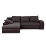 Ecksofa Navona II (mit Schlaffunktion) Kunstleder / Webstoff - Braun - Longchair davorstehend links