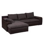 Ecksofa Navona II (mit Schlaffunktion) Kunstleder / Webstoff - Braun - Longchair davorstehend links