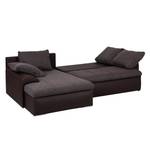 Ecksofa Navona II (mit Schlaffunktion) Kunstleder / Webstoff - Braun - Longchair davorstehend links