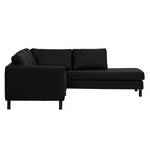 Ecksofa Omnia II Echtleder Echtleder Neka: Schwarz - Longchair davorstehend rechts