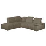 Ecksofa Palmerston (mit Ottomane) Webstoff - Braun - Longchair davorstehend links