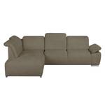 Ecksofa Palmerston (mit Ottomane) Webstoff - Braun - Longchair davorstehend links