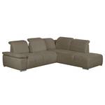 Ecksofa Palmerston (mit Ottomane) Webstoff - Braun - Longchair davorstehend rechts