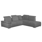 Ecksofa Palmerston (mit Ottomane) Webstoff - Dunkelgrau - Longchair davorstehend rechts