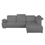 Ecksofa Palmerston (mit Ottomane) Webstoff - Dunkelgrau - Longchair davorstehend rechts