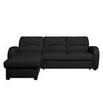 Ecksofa Parilla (mit Schlaffunktion) Echtleder - Schwarz - Breite: 229 cm - Longchair davorstehend links