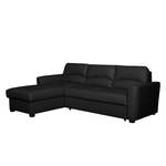 Ecksofa Parilla (mit Schlaffunktion) Echtleder - Schwarz - Breite: 229 cm - Longchair davorstehend links