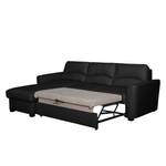 Ecksofa Parilla (mit Schlaffunktion) Echtleder - Schwarz - Breite: 229 cm - Longchair davorstehend links