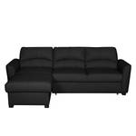 Ecksofa Parilla (mit Schlaffunktion) Echtleder - Schwarz - Breite: 229 cm - Longchair davorstehend links