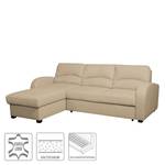 Hoekbank Parilla (met slaapfunctie) - echt leer - Warm beige - Breedte: 229 cm - Longchair vooraanzicht links