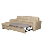 Hoekbank Parilla (met slaapfunctie) - echt leer - Warm beige - Breedte: 229 cm - Longchair vooraanzicht links