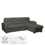 Ecksofa Parilla (mit Schlaffunktion) Echtleder - Grau - Breite: 229 cm - Longchair davorstehend rechts