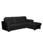 Ecksofa Parilla (mit Schlaffunktion) Echtleder - Schwarz - Breite: 229 cm - Longchair davorstehend rechts