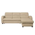 Ecksofa Parilla (mit Schlaffunktion) Echtleder - Warmes Beige - Breite: 229 cm - Longchair davorstehend rechts