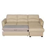 Ecksofa Parilla (mit Schlaffunktion) Echtleder - Warmes Beige - Breite: 229 cm - Longchair davorstehend rechts