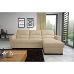 Ecksofa Parilla (mit Schlaffunktion) Echtleder - Warmes Beige - Breite: 229 cm - Longchair davorstehend rechts