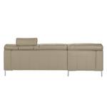 Ecksofa Parlin Echtleder Beige - Longchair davorstehend links - Mit Kopfstütze