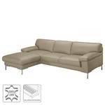 Ecksofa Parlin Echtleder Beige - Longchair davorstehend links - Ohne Kopfstütze