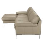 Ecksofa Parlin Echtleder Beige - Longchair davorstehend links - Ohne Kopfstütze