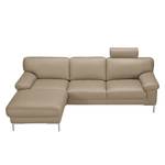 Hoekbank Parlin kunstleer - Beige - Longchair vooraanzicht links - Met hoofdsteun