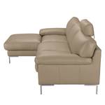 Ecksofa Parlin Kunstleder Beige - Longchair davorstehend links - Mit Kopfstütze