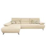 Ecksofa Pattani Webstoff Creme - Ottomane davorstehend links