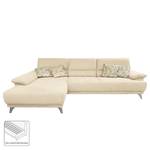 Ecksofa Pattani Webstoff Creme - Ottomane davorstehend links